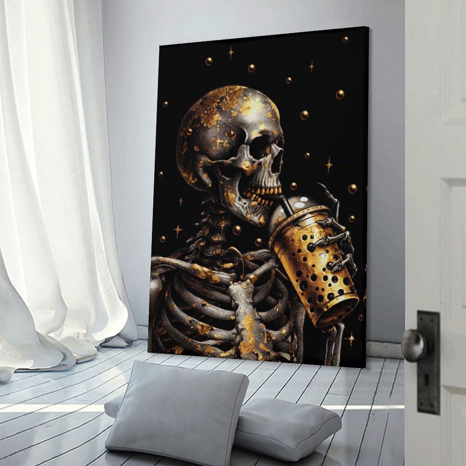 Bubble tea skull décoration murale idée cadeau originale 60x90 cm - 4