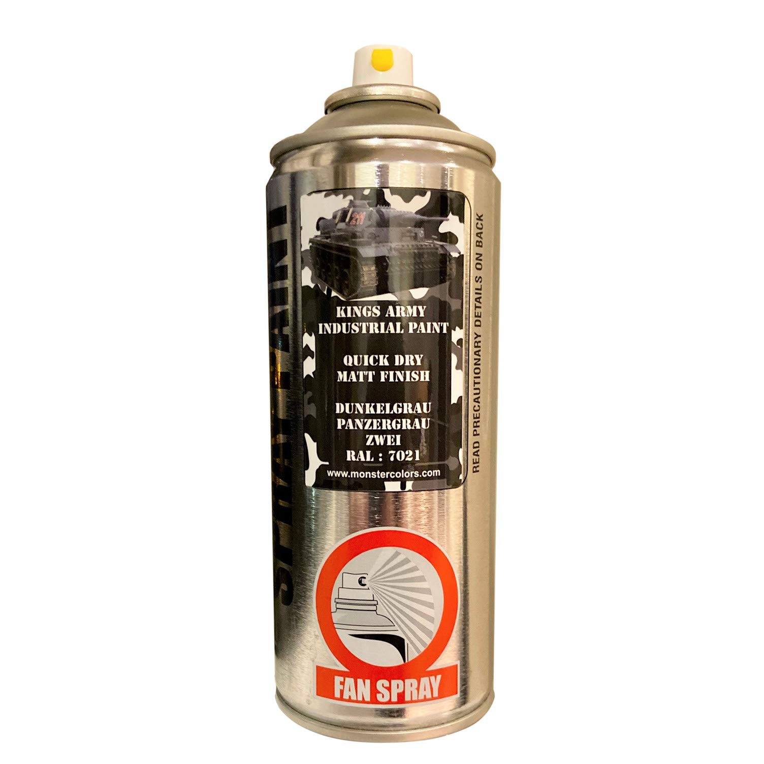Kings Army Dunkelgrau Panzer Grey 2 Ral Colour 7021 Acryllic Military Matt Spray Paint 400ml Military Vehicle Paint, Airsoft, Paintball, Model Maker Paint, Fishing, Wargames Miniature Model