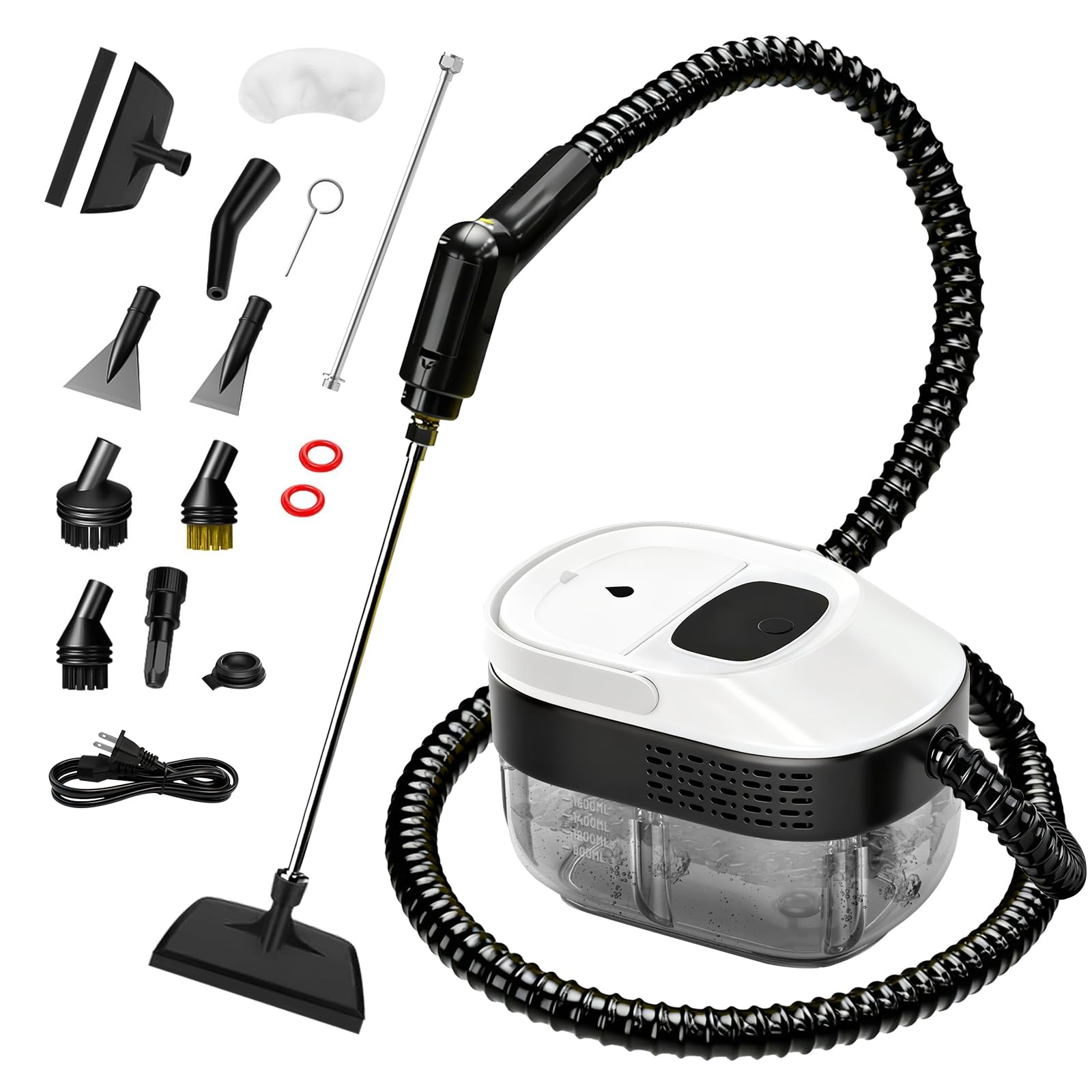 Photo 1 of SRGARH Pressurized Steam Cleaner, 54oz Large Tank, Portable Steamer for Cleaning with 15-Piece Kit, 15s Fast Heat-Up, 3-Level Control, Handheld Steam Cleaner for Home, Car, Kitchen (White)