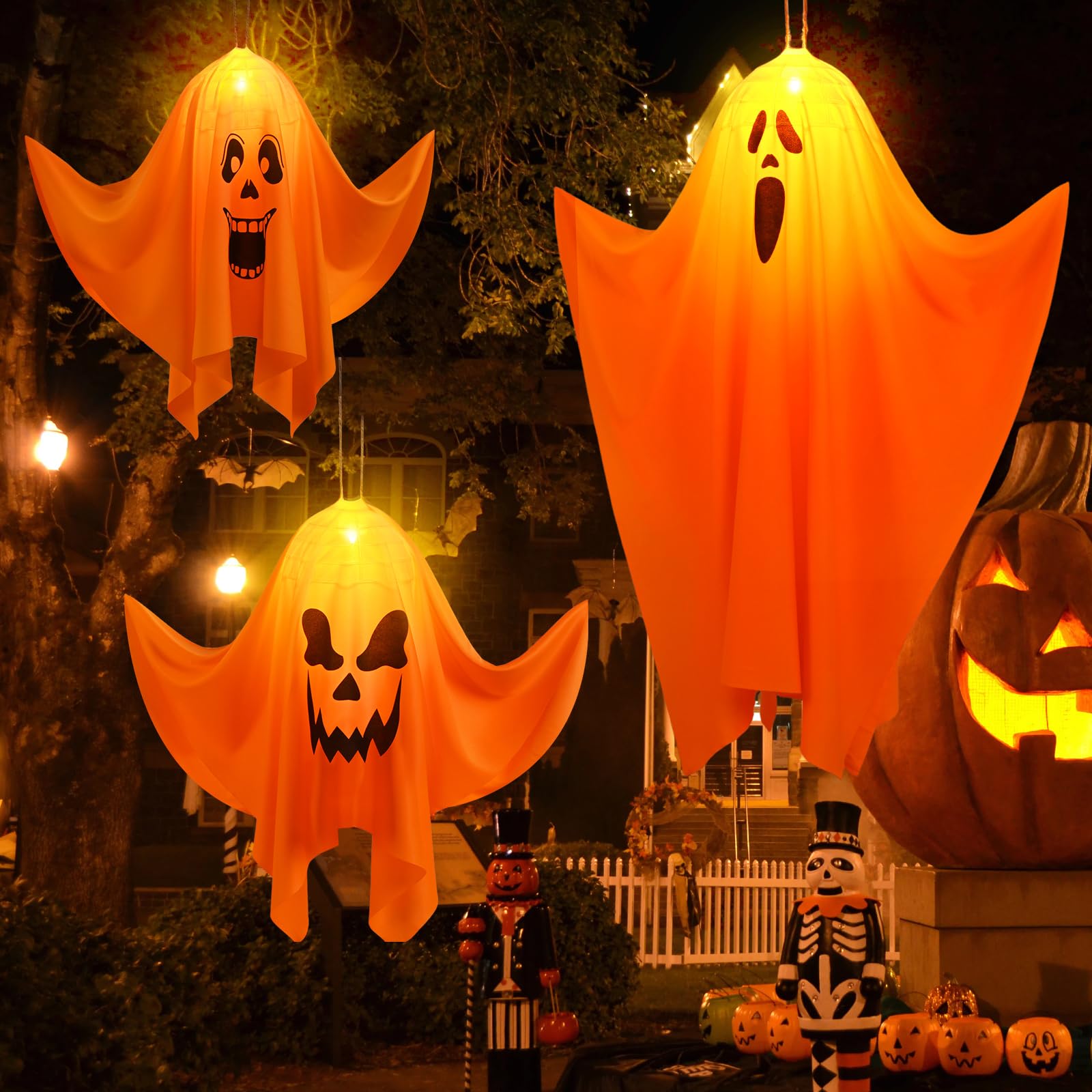 Halloween Geister Deko Mit Sound & Licht - Gruselige Geister Für Garten & Party