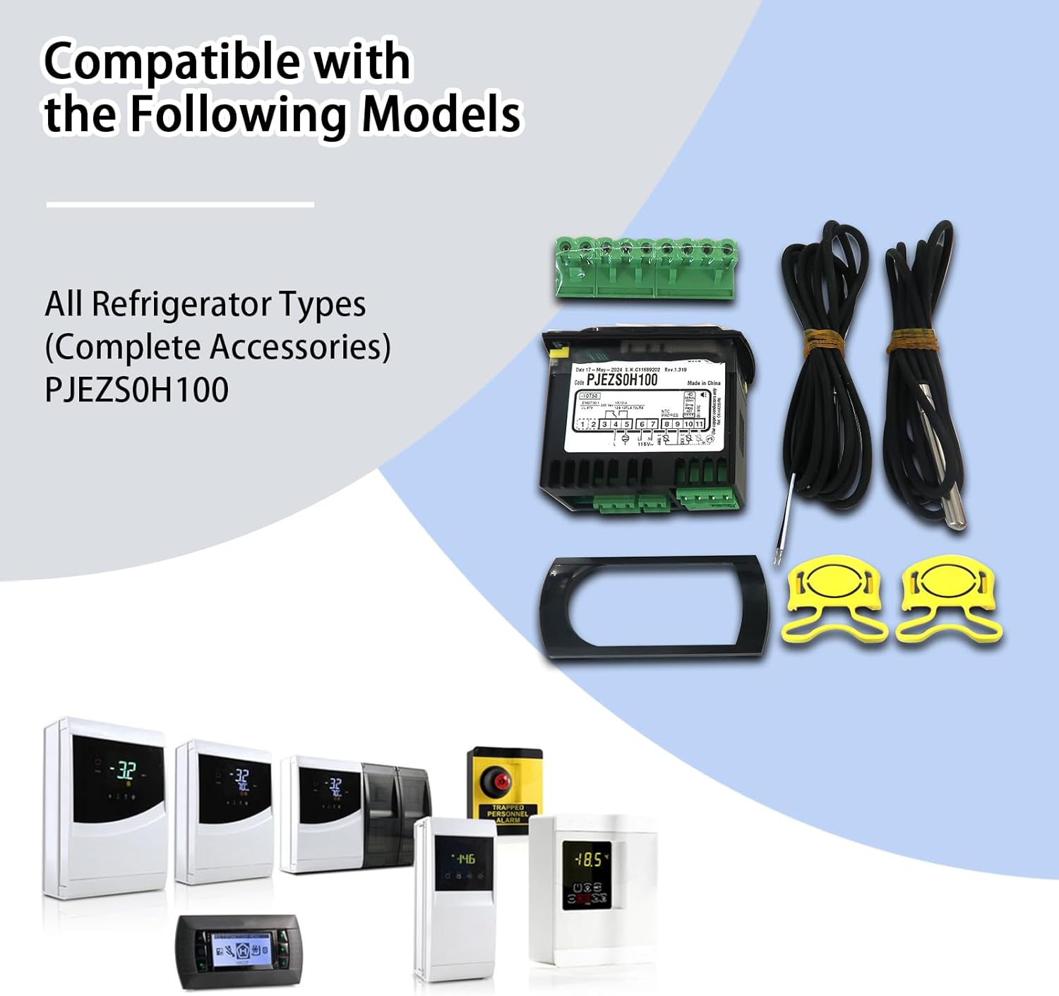 Temperature Thermostat with Temperature Sensor Probe - 115v Compatible with Carel and All Refrigerator Types (PJEZS0H100)