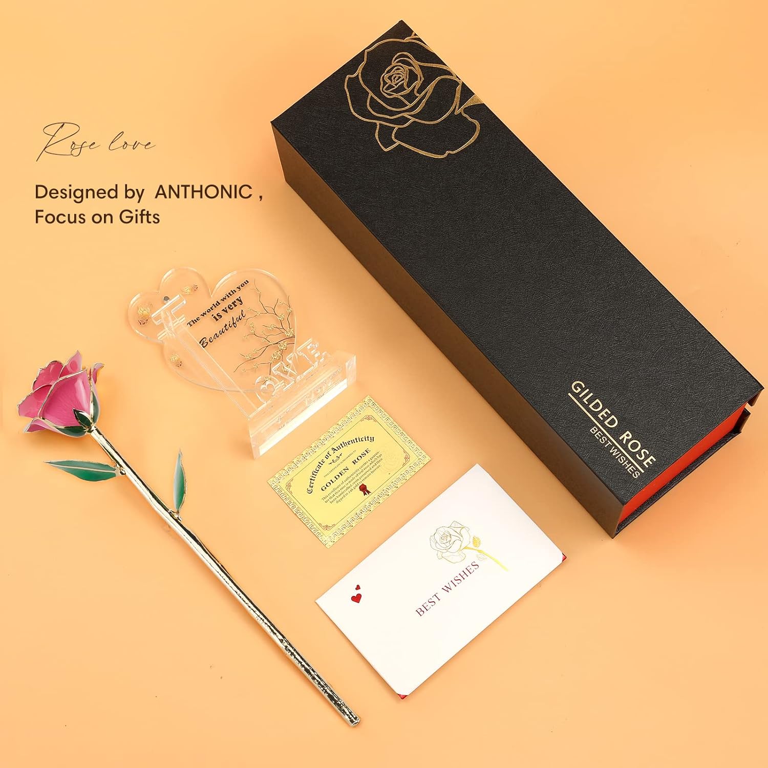 Gold Dipped Infinity Rose Last Forever Flower Decor, Birthday Gift for Women in Her Birthday Valentines Day Mothers Day, Resin Preserved Rose | Anniversary Present for Mom (Pink) - Image 7