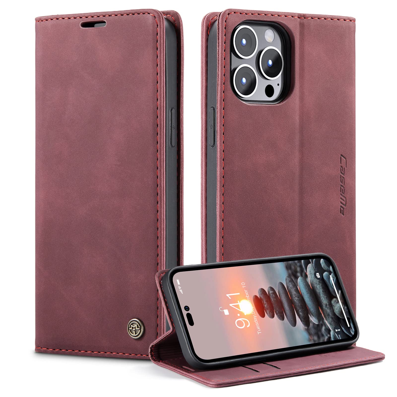 Monweicz Handyhülle Premium Lederhülle Klappbar Flip Case Tasche Magnet Kartenfach Standfunktion Klapphülle Schutzhülle