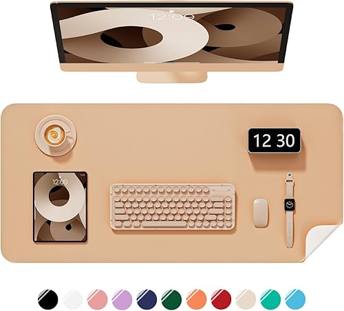 Miniatura 22 de Alfombrilla de escritorio, 60 x 35 cm, de piel sintética, antideslizante, alfombrilla grande para mouse para escritorio, impermeable, almohadilla de