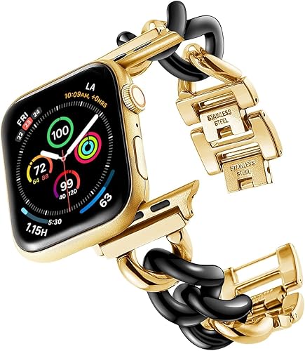 Miniatura 7 de Correa compatible con Apple Watch, cadena vaquera para Apple Watch, correa de metal de acero inoxidable para mujeres y hombres, repuesto para iWatch