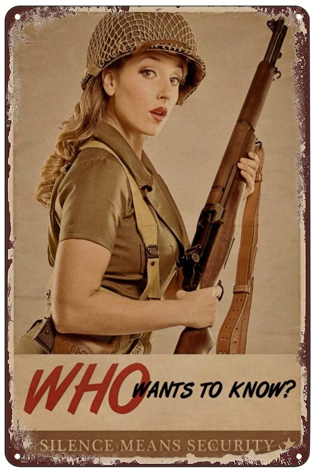 SREELEATHERS Plaque En Métal – Affiche Militaire Sexy Femme