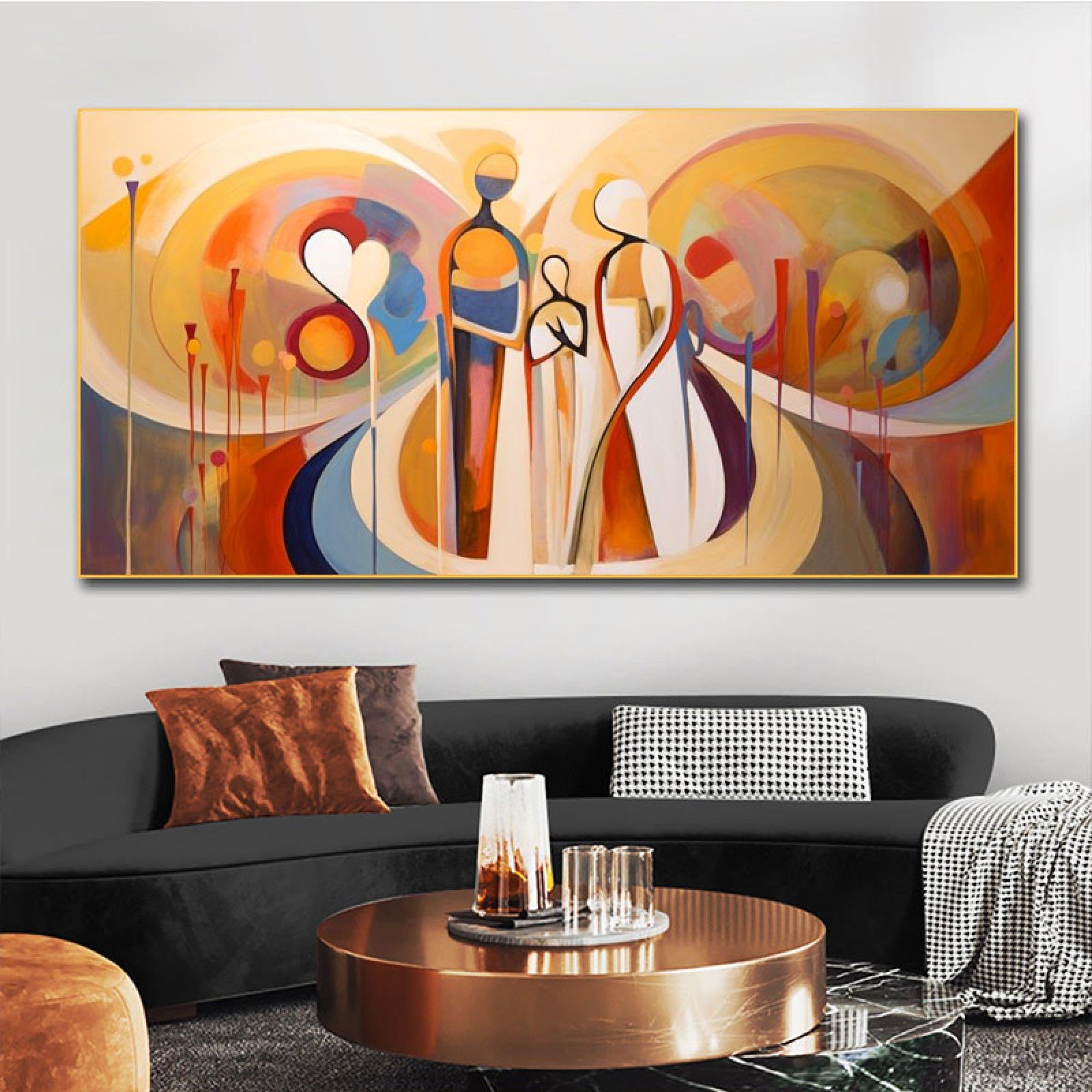 SDVIB Dipinto arancione astratto Stampato su tela Poster di famiglia Immagini di arte murale Camera moderna Decorazioni per la casa per soggiorno27,5" x55,1(70x140 cm) Senza cornice