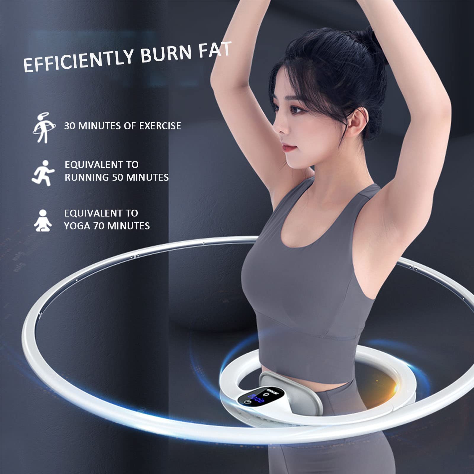 Smart Hula Hoop, Numerabile Non Fa Cadere Yoga Hula Hoop Ponderabile, Misura Regolabile, con Massaggio E Magneti, per Esercizi di Vita E Fianchi