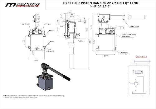 Miniatura 14 de Magister Hydraulics Bomba manual hidráulica de doble efecto con tanque de 5 cuartos de galón - Bomba hidráulica manual con válvula de cambio - 2.7
