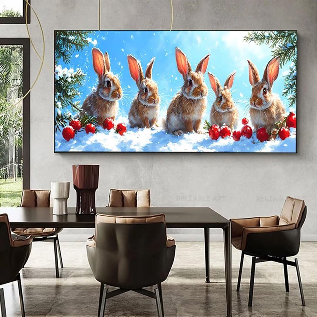 Inverno Dipingi con i Numeri Principianti Adulti, Dipingi con i Numeri Kit Animale Pittura a Olio su Tela Fai da Te - Passatempo per Adulti per la Decorazione Casa o Regalo, Senza Cornice 70x140cm 7-0