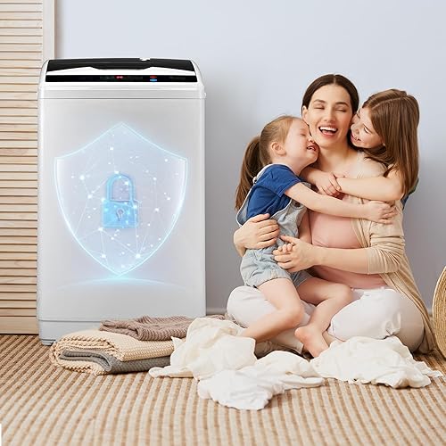 Miniatura 5 de Winado Lavadora portátil de 25 libras, máquina de lavandería completamente automática con tambor de acero inoxidable, 10 programas de lavado