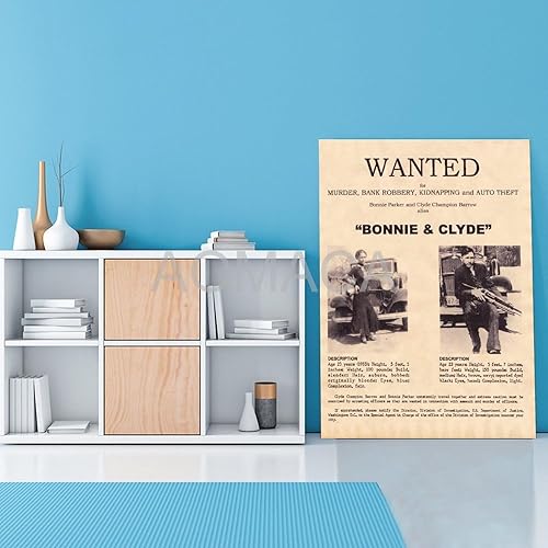Miniatura 2 de MOJDI Bonnie And Clyde - Póster vintage con 5 pósteres de pintura en lienzo e impresiones artísticas de pared para sala de estar, dormitorio,