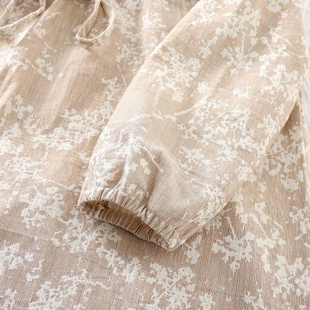 Camicia da Notte Donna - Camicia da Notte in Cotone Pigiama da Donna Abito da Notte in Garza A Doppio Strato Pigiama Intero Autunno Maniche A Tre Quarti Abbigliamento per La Casa