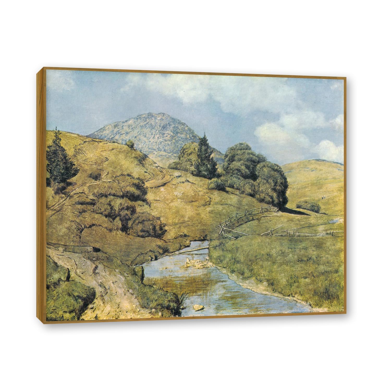 NHLDZYH Teak Frame. Hans Thoma Style Canvas Wall Art - (Der Blssling Bei Bernau), German Romantic Realism Painting with Symbolic Nature, Rustic Country Home Decor. 50x60cm-19.6x23.6in