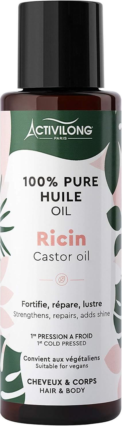 Huile de Ricin ACTIVILONG – 100% Pure – Fortifie Cheveux et Corps – Made In France – 100ml Huile de Ricin ACTIVILONG – 100% Pure – Fortifie Cheveux et Corps – Made In France – 100ml