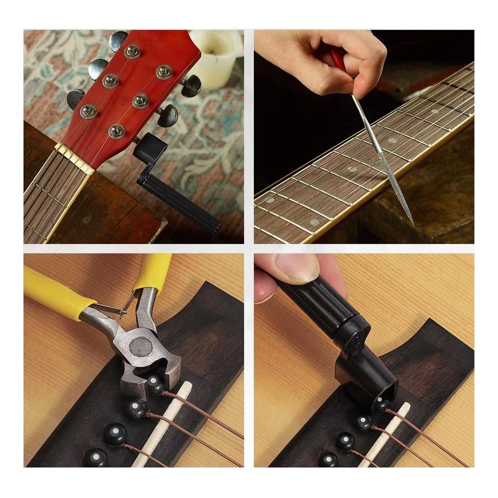 Kit de reparación de herramientas de guitarra de 72 piezas con accesorios