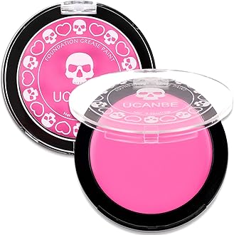 UCANBE Pink Face Body Paint Makeup Foundation, Professional Waterproof Cream Greasepaint, Non-Toxic Face Painting Kit for Halloween Makeup, Sugar Skull SFX Cosplay, Special Effects Costume & Parties