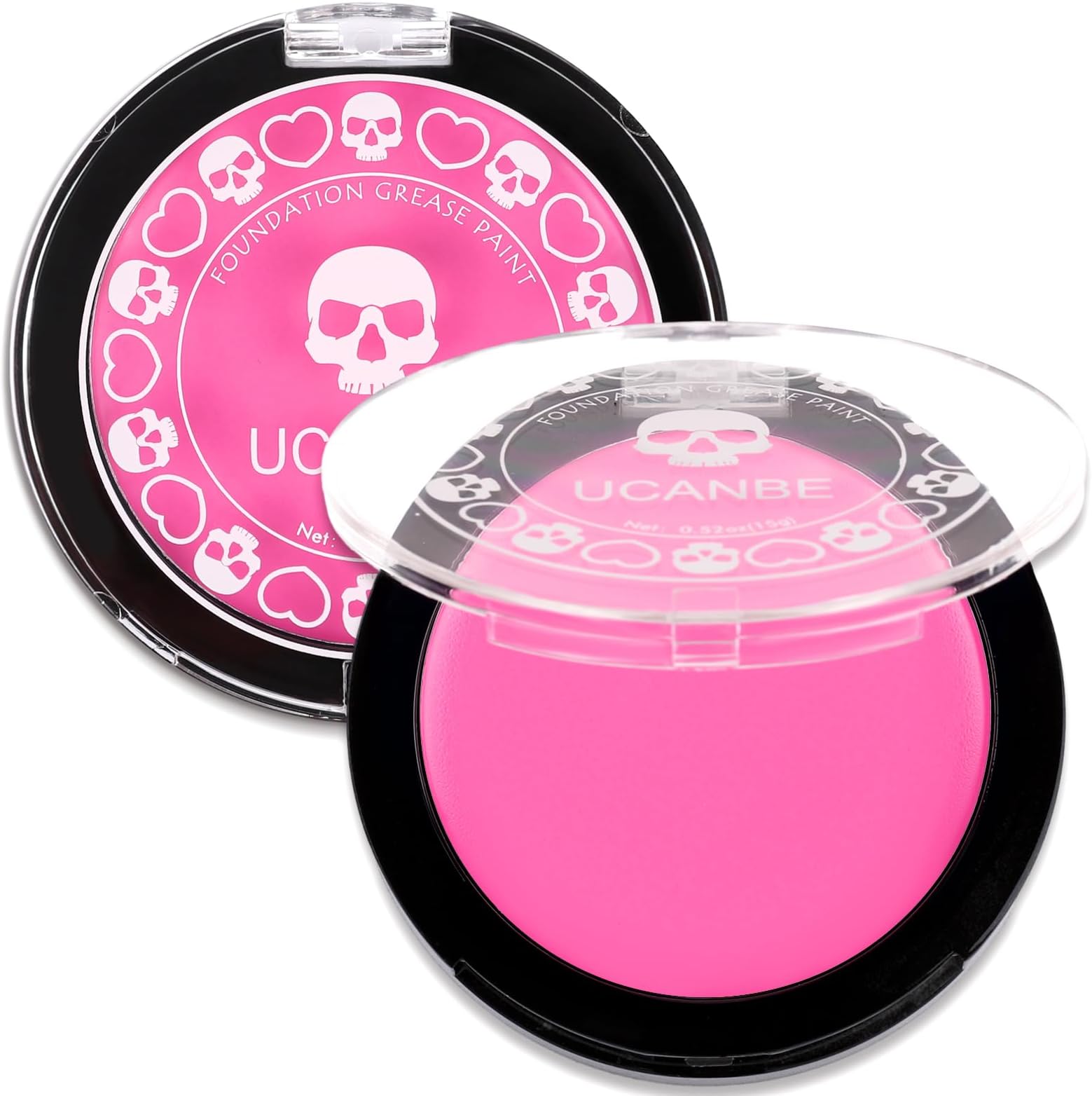 Pink Face Body Paint Makeup Foundation, Professional Waterproof Cream Greasepaint, Non-Toxic Face Painting Kit for Halloween Makeup, Sugar Skull SFX Cosplay, Special Effects Costume & Parties