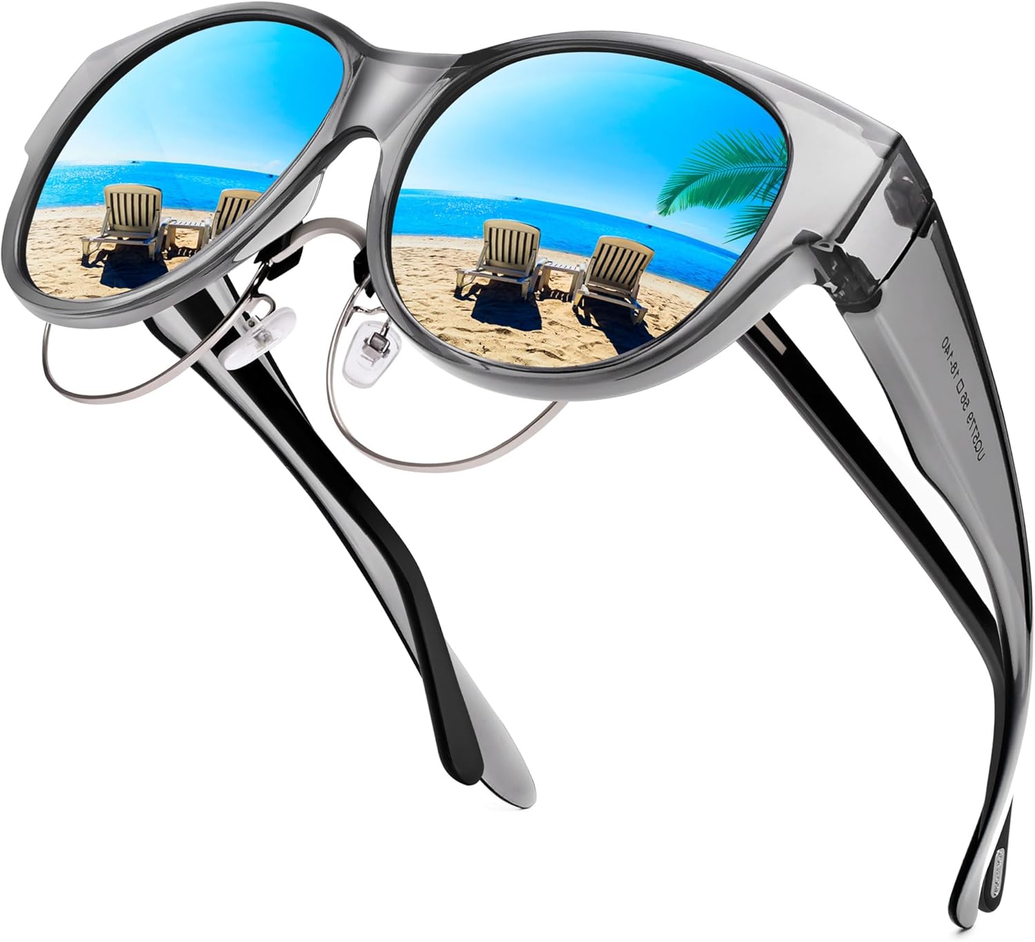 URUMQI Sunglasses Over Glasses Women, Polarized UV400 Protection Fit Over Glasses Sunglasses for Women Round Cat Eye