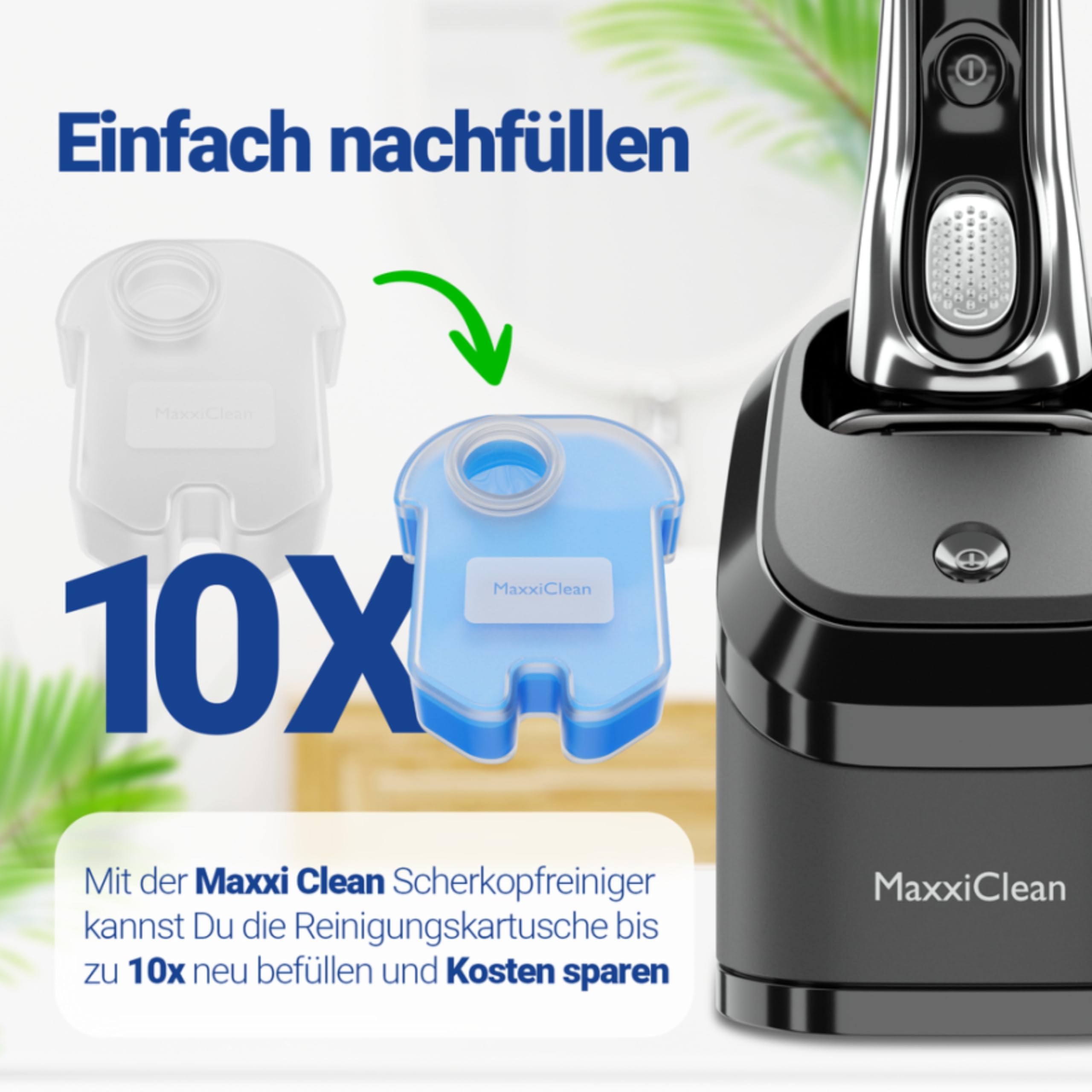 Maxxi Clean | 3 x 750 ml di liquido di ricarica per cartuccia di pulizia, liquido detergente compatibile con stazione di pulizia marrone, spray detergente con profumo di aloe vera