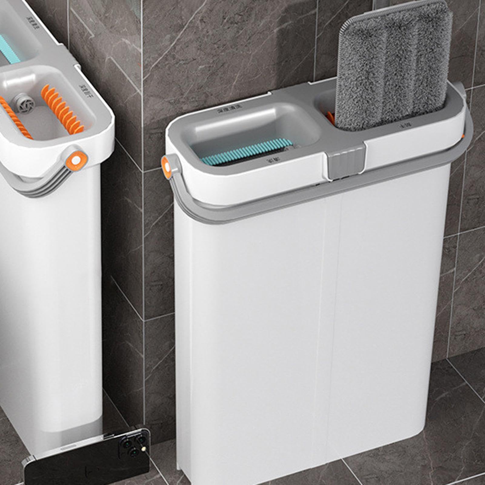 Fregona Plana Y Cubo Fregona Twist 2 Paños Microfibra | Mopa Set Limpieza Twist Para Todo Suelo: Madera,Baldosa,Laminado,Corcho,Mármol,Hormigón,Piedra,Pizarra,Linóleo