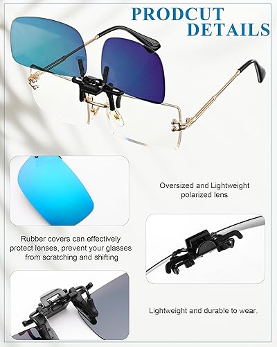 Vista 3 de Frienda 5 pares de gafas de sol polarizadas con clip sin montura abatibles antideslumbrantes