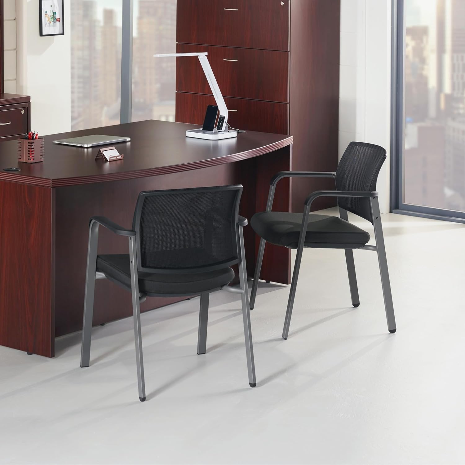Lorell Chadwick Executive Black Leather Guest Chair