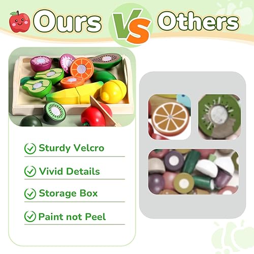 Miniatura 5 de Juguetes de madera juegos de alimentos para niños accesorios de cocina juguetes Montessori para niños de 2 años juegos de simulación frutas falsas