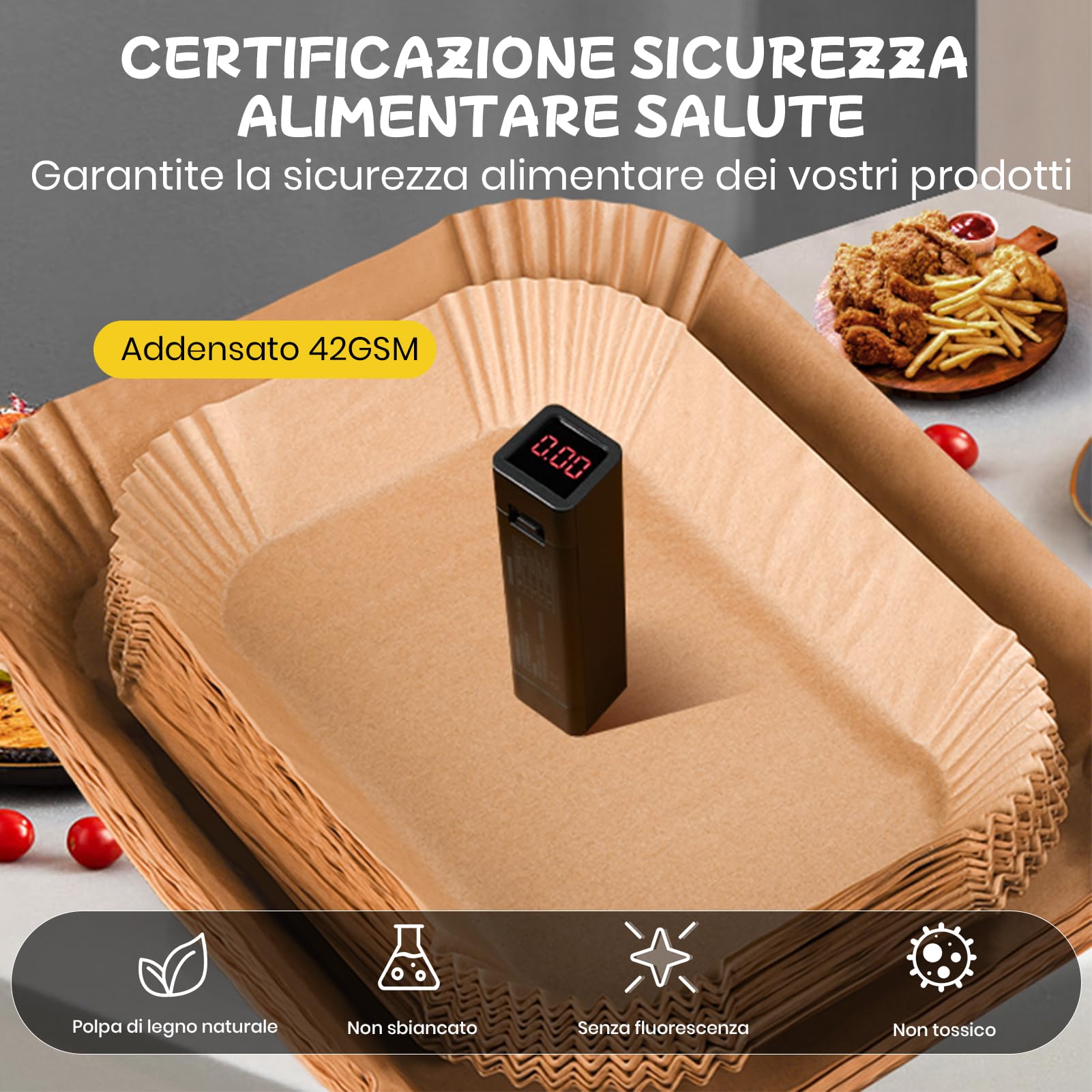 300 Pezzi Carta Forno Friggitrice ad Aria per Ninja Foodi Flexdrawer 10,4L, Accessori per Ninja Foodi AF500EU AF500EUCP Airfryer, Carta da Forno Airfryer per Cosori Dual Blaze TwinFry 10L/ Cecotec 9L
