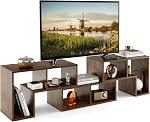 Tangkula 3 Pieces Console TV Stand, Free-Combination Entertainment Center for 50 55 60 65 Inch TV, Minimalist Modern TV Table Media Stand, DIY Open Storage Bookcase Shelf for Living Room (White)