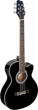 Stagg Auditorium Cutaway Electro-Acoustic Guitar-Black, Right, SA20ACE BLK