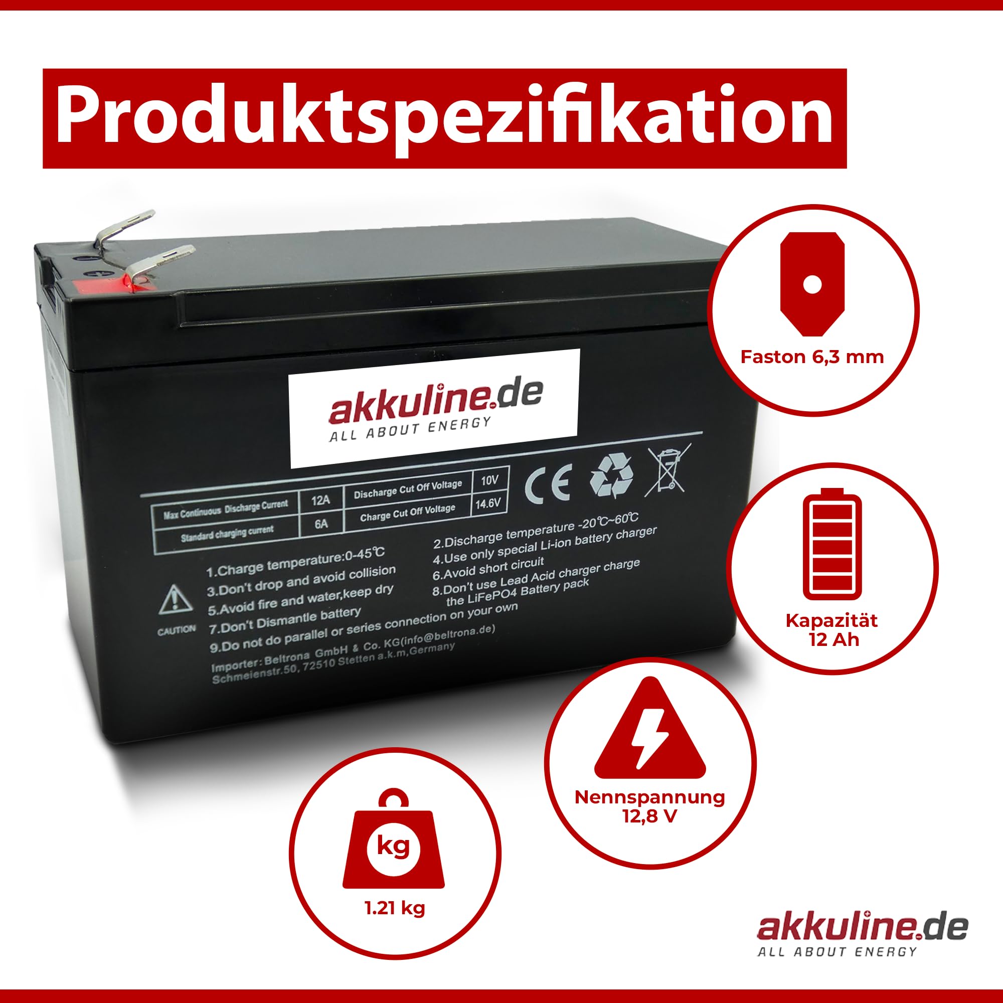Ersatzakku kompatibel mit Teufel ROCKSTER AIR – auslaufsicher & wartungsfrei, LiFePO4, 12V 9Ah