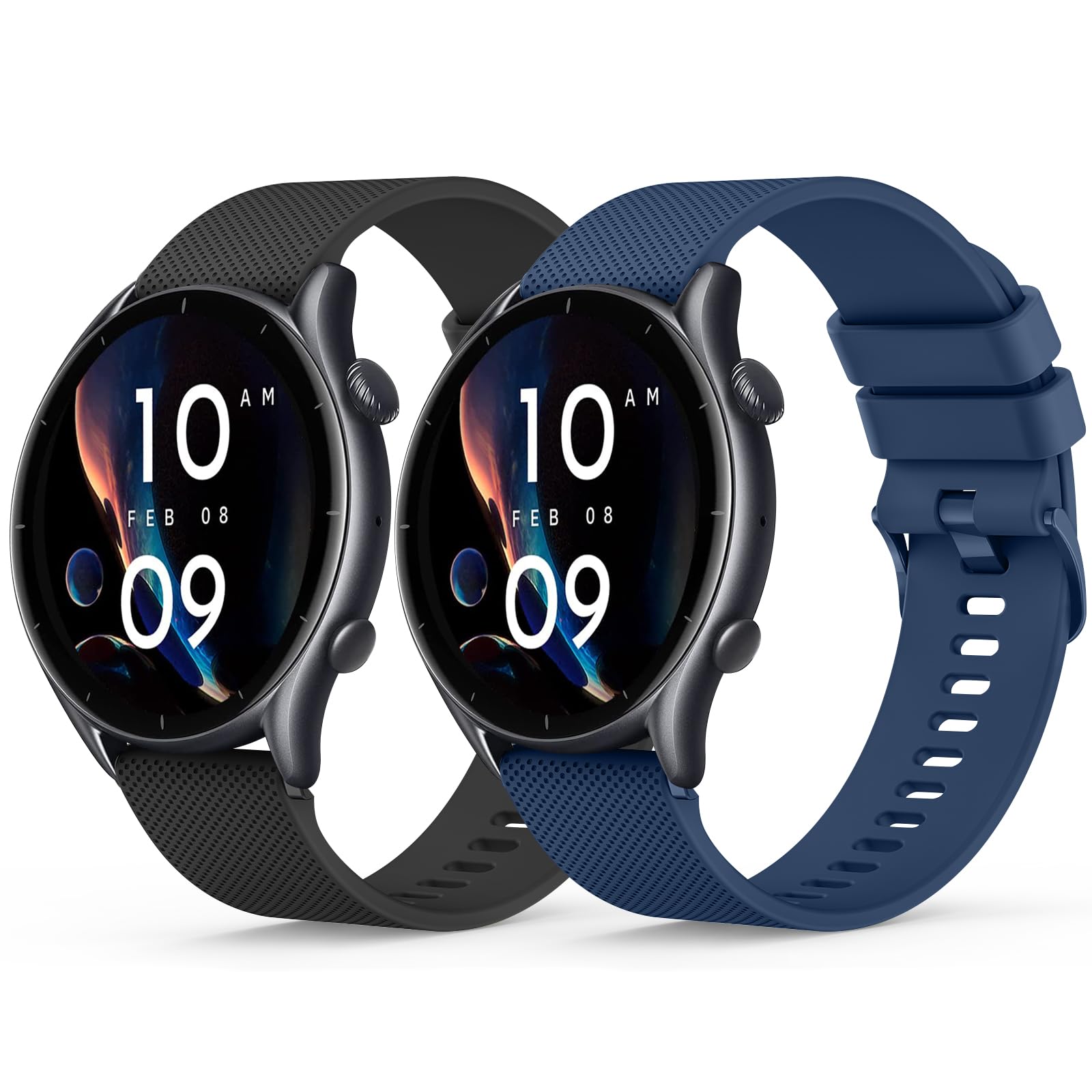 Correa Compatible con Amazfit GTR 4/GTR 3 Pro/GTR 3/GTR 2/GTR 2e/GTR 47mm/Stratos 3/Stratos 2 Hombre Mujer, 22mm Pulsera de Repuesto Silicona Amazfit GTR 4/GTR 3/GTR 2
