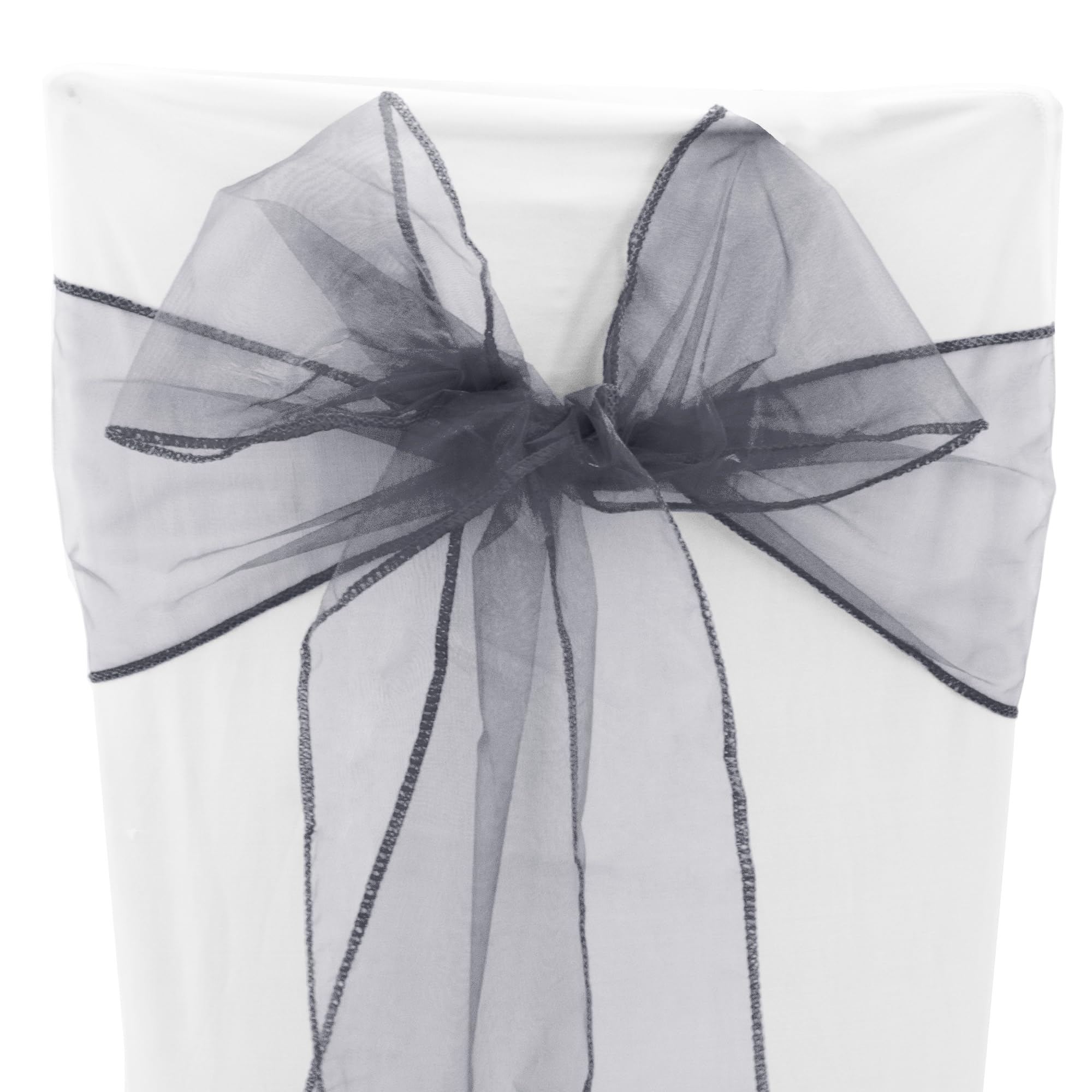 Time to Sparkle 60PCS 17x280cm Organza Chair Sashes Wider Fuller Cover Party Decoration Bow Sashes for Wedding -Gun Metal Grey