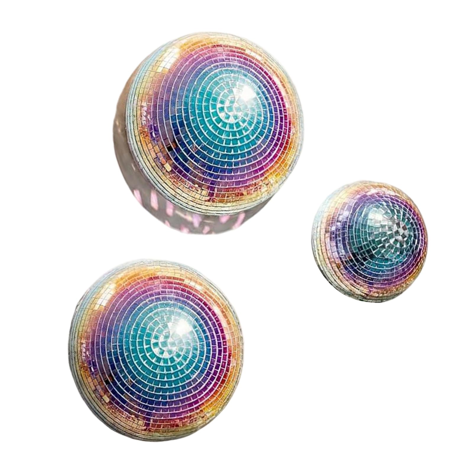Wall Mounted Disco Glass Dome Set of 3, Reflective Decor with Adhesive for Celebration Backdrop and Room Accent Disco Half Dome Wall Decor Reflective Glass Party Backdrop Room Accent Photo Booth Dance