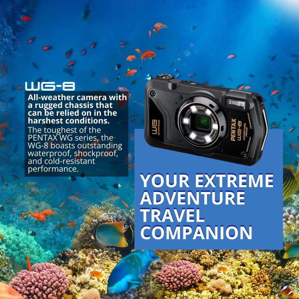 RICOH WG-8 All-Weather Camera with Heavy-Duty Construction and 5X Optical Zoom Lens (Green) Bundle