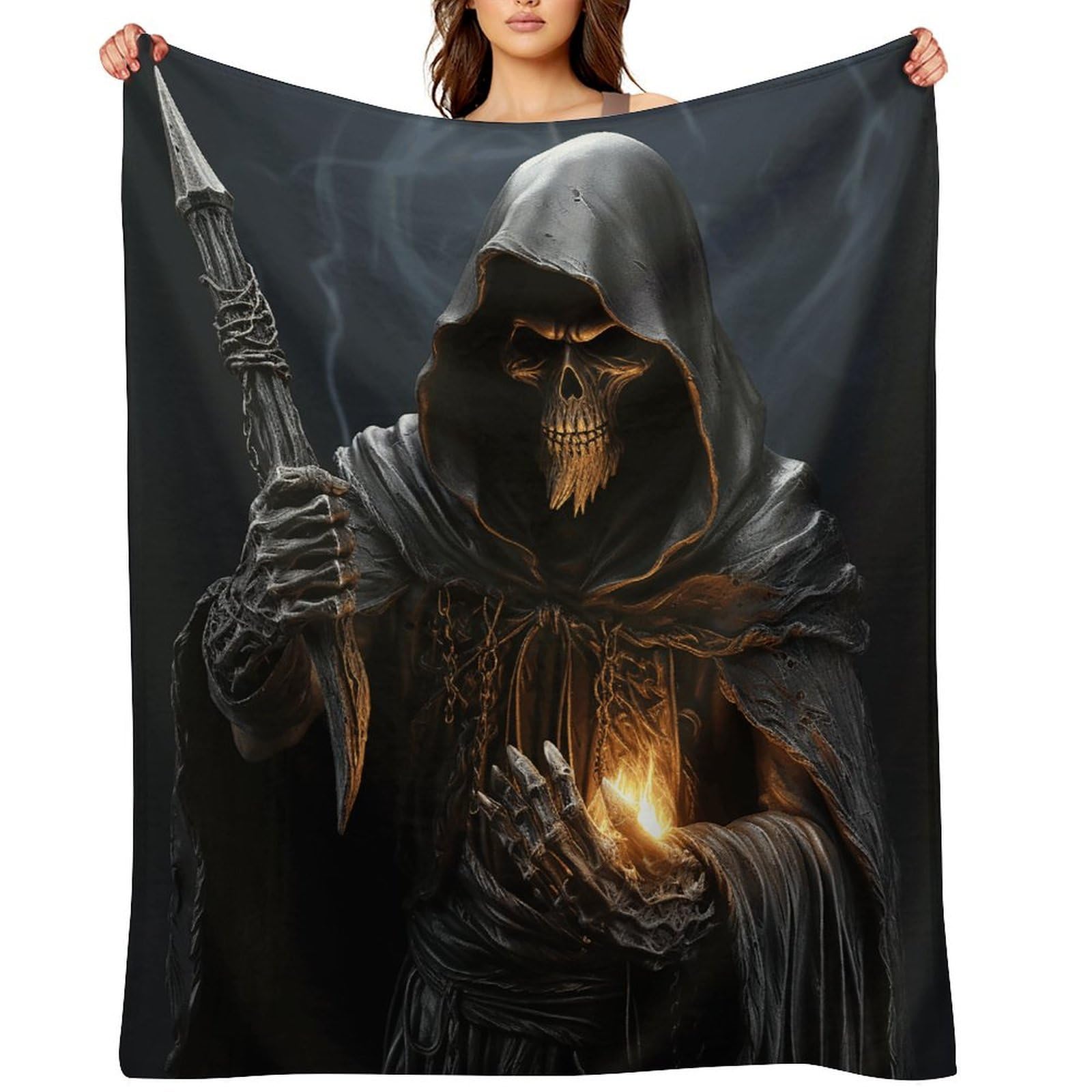 Grim-Reaper Throw Blanket for Couch and Bed Super Soft Warm Lightweight Throw Blankets Cozy Fuzzy Flannel Blanket Personalized Decorative Blankets for Sofa Decor 30"x40"