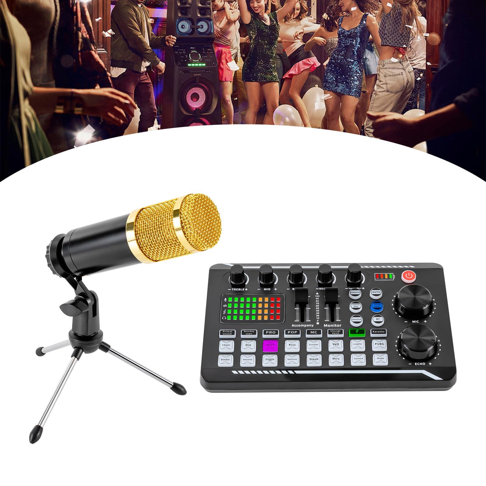 Professioneller Audio Mixer mit Mikrofon Mischpulte, Mehreren Soundeffekten, Kompatibel mit PC und Mac, Mobiltelefone, Soundboard für Aufnahme, Spiele, Podcasts, DJs