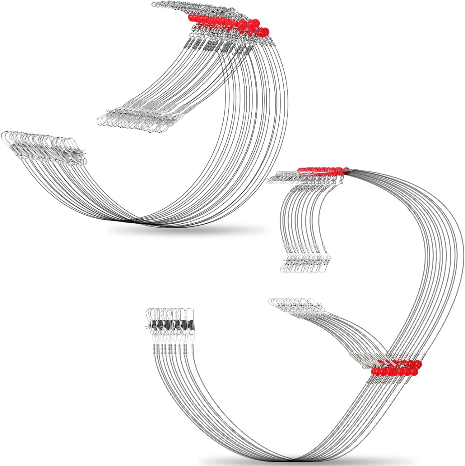 36 Pcs Fishing Leaders 1 Arm and 2 Arm Stainless Steel Tackle Rig with Tackle Lure Swivels Snaps High-Strength Fishing Wire Gear Saltwater Rig Wire Leader Bottom Rigs for Saltwater