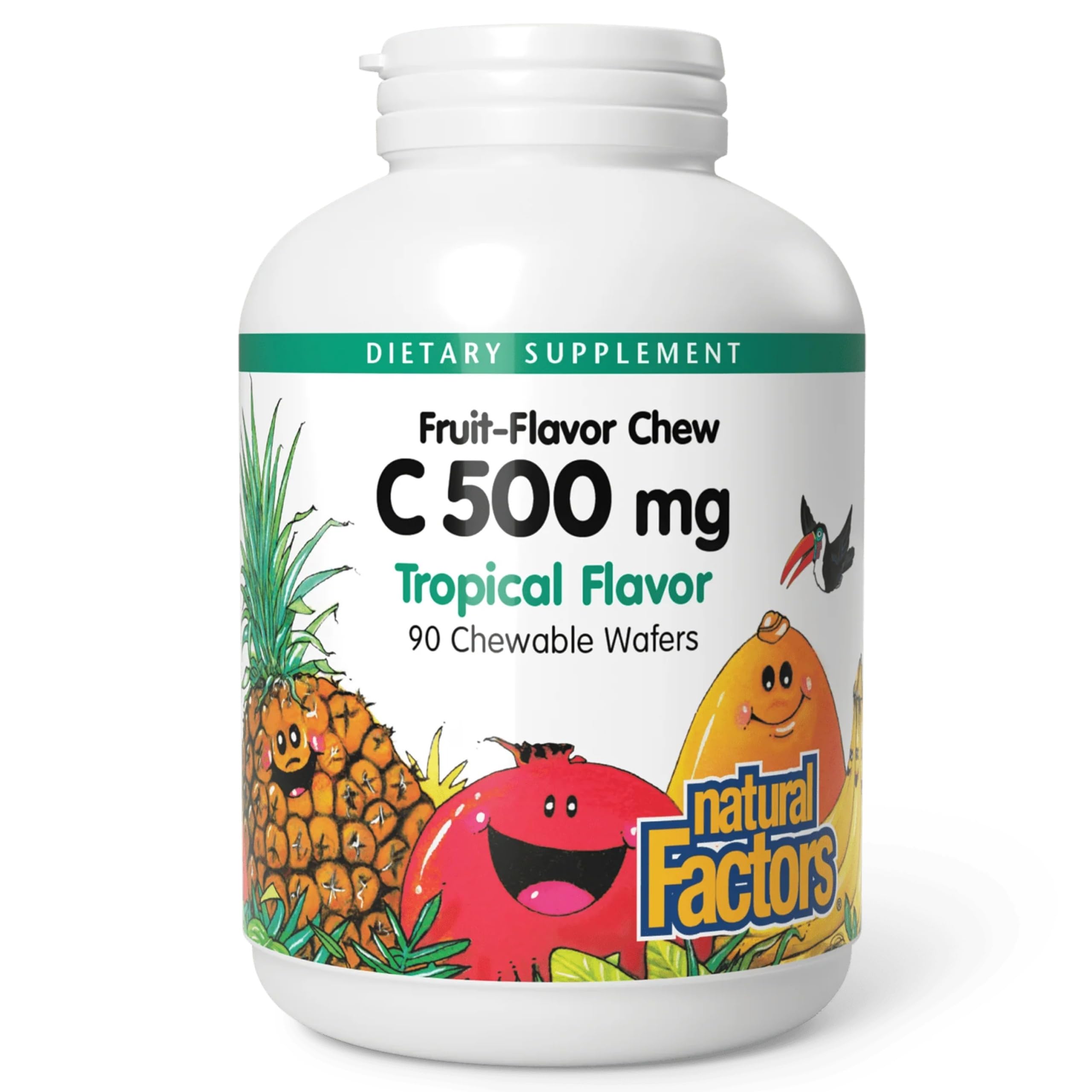 Natural Factors Vitamin C 500 mg, 90 Chewable Wafers (90 Servings) Tropical 90 Count (Pack of 1)