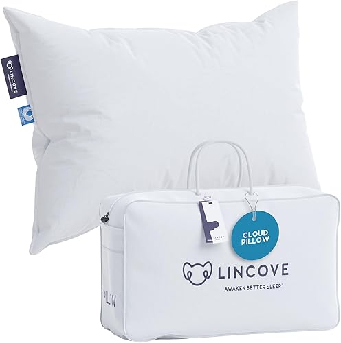 Lincove Almohada de dormir de lujo 100% plumas de ganso, mejora tu sueño con la almohada de cama ultra suave RÊVUER de 600 hilos