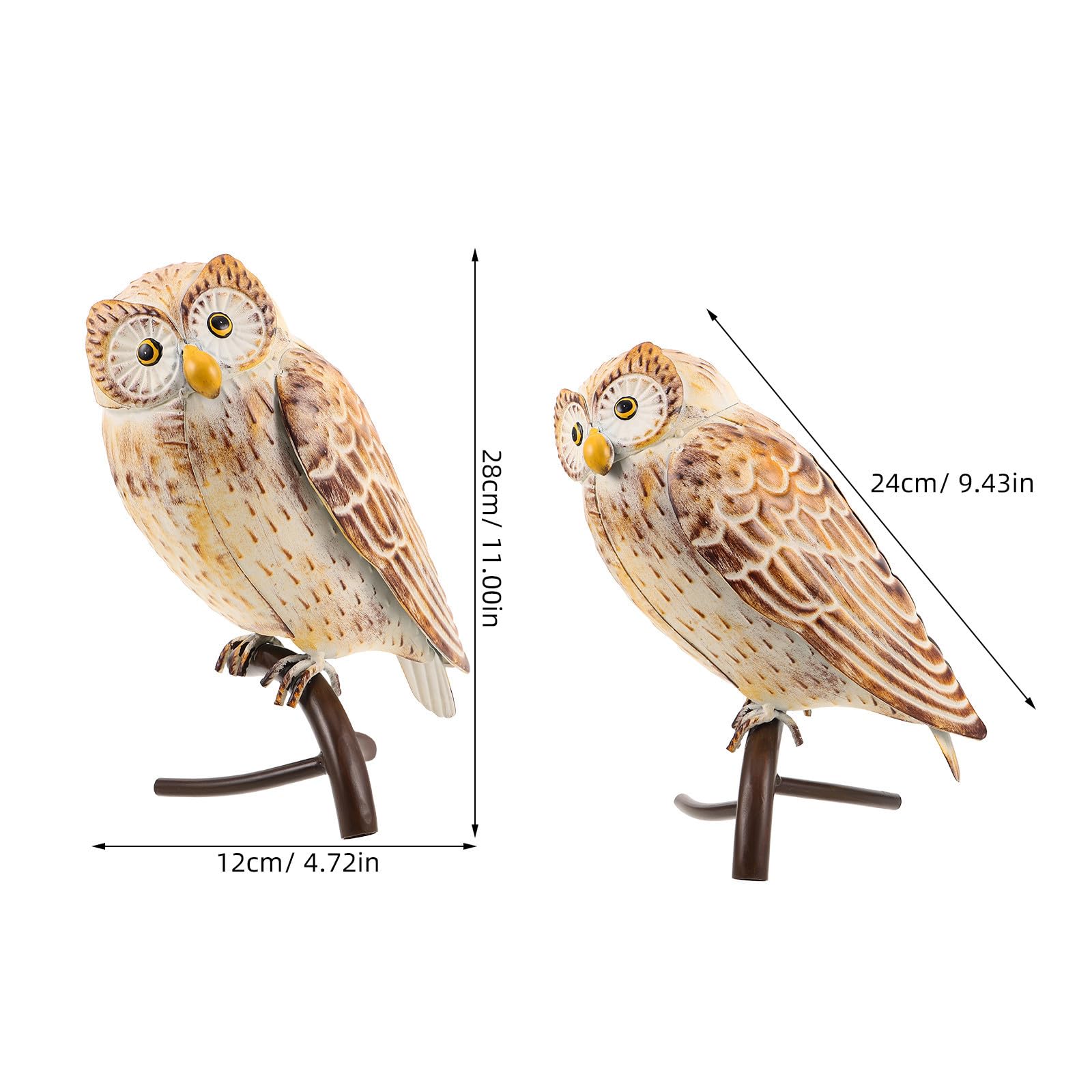 HOMSFOU Eulen Gartenfigur aus Eisen, Lebensecht, für Regal und Kamin