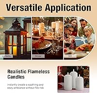 Vista 5 de Eywamage Velas de pilar sin llama blancas con control remoto, velas LED parpadeantes con batería, cera real, juego de 3