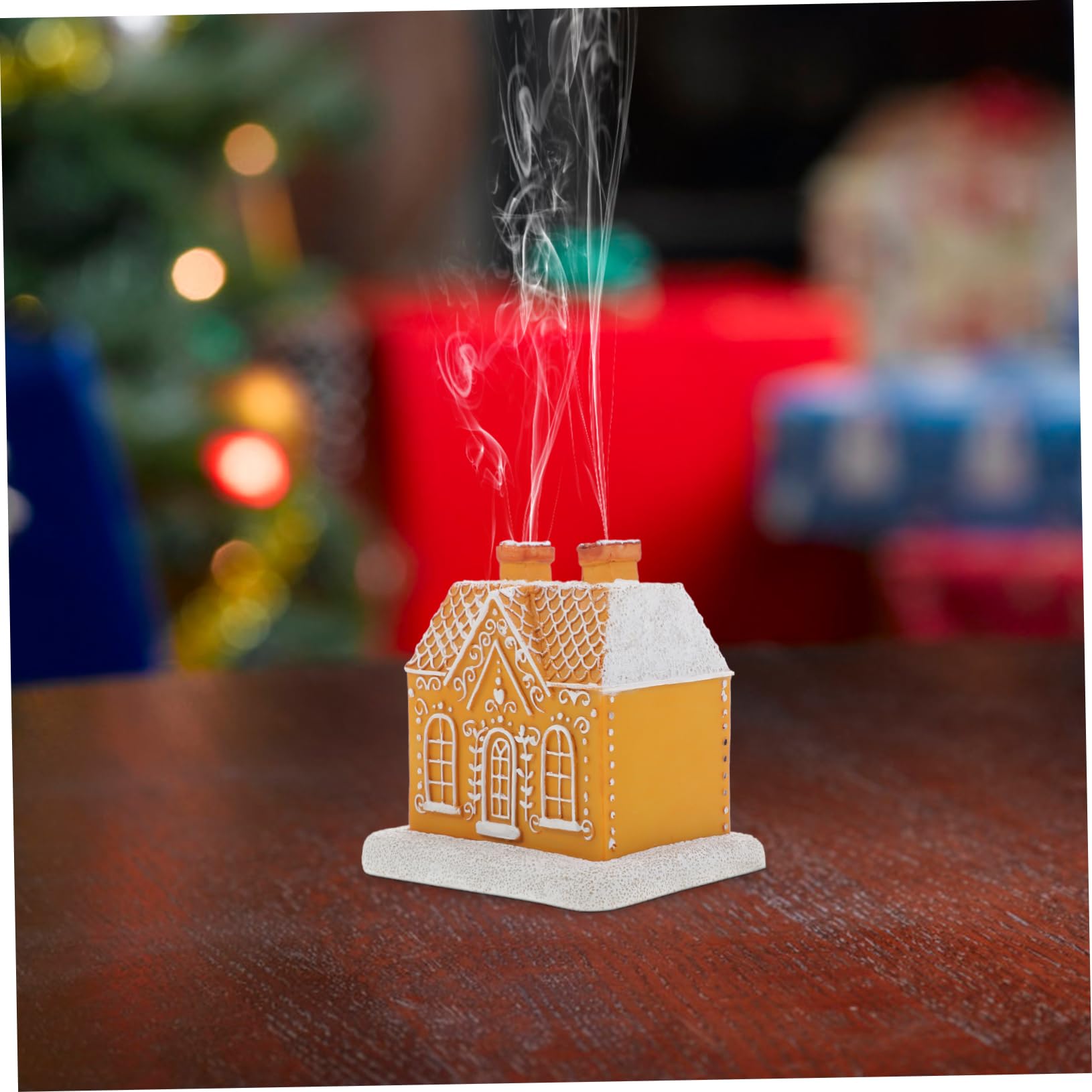 ULTECHNOVO Porta Coni Incenso Forma di Casetta di Natale Bruciatore Incenso in Resina Supporto per Coni da Interno