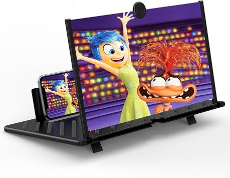 20" Screen Magnifier for Mobile Phone,3D HD Cell Phone Magnifying Projector Screen Enlarger for Movies, Videos, and Gaming,Foldable Phone Stand with Screen Amplifier,Gifts for Mom DadBlack