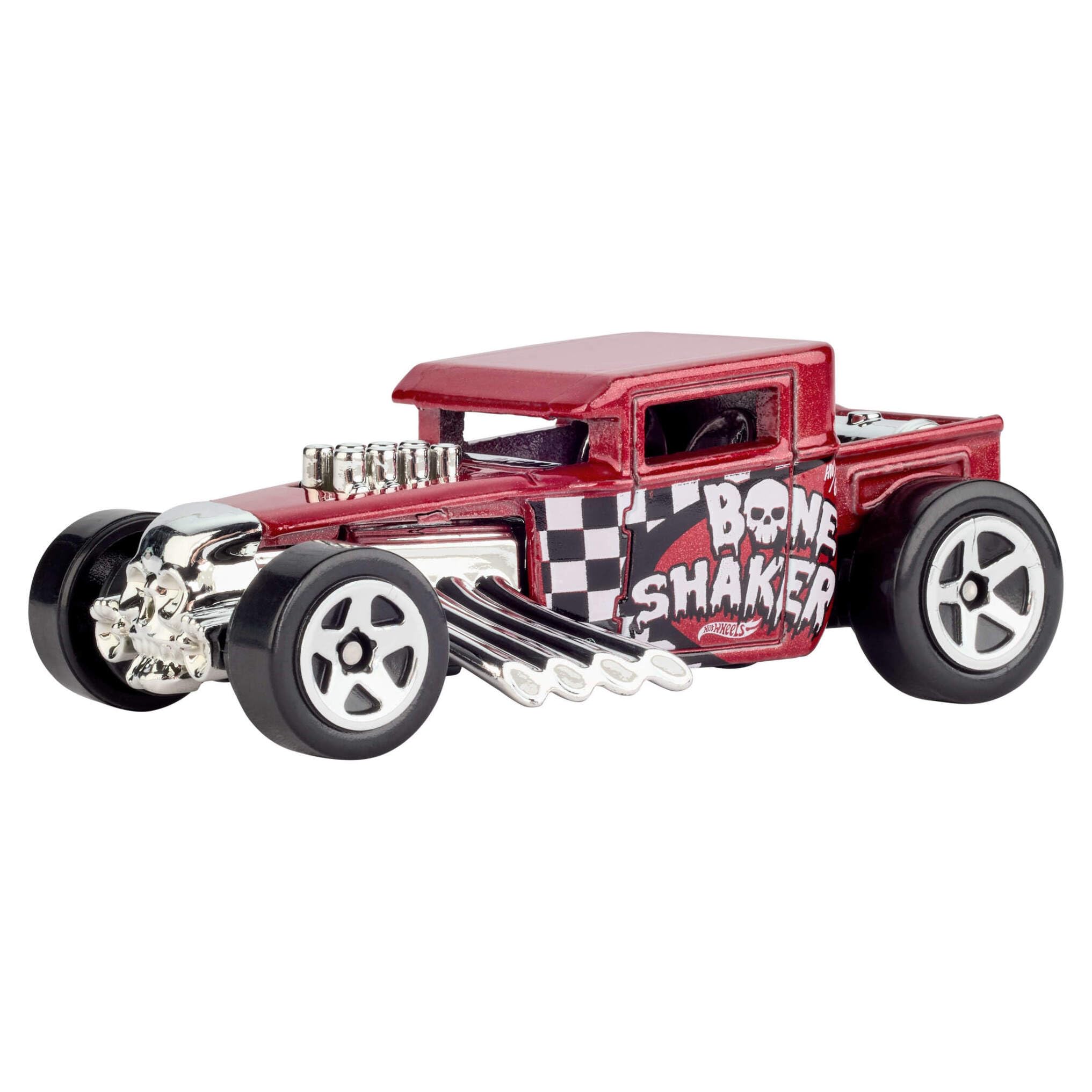 Hot Wheels Mattel 80 aniversario Pack de 5 coches, conjunto de 5 vehículos de juguete a escala 1:64 con embalaje y decoración de coleccionista, JGK08
