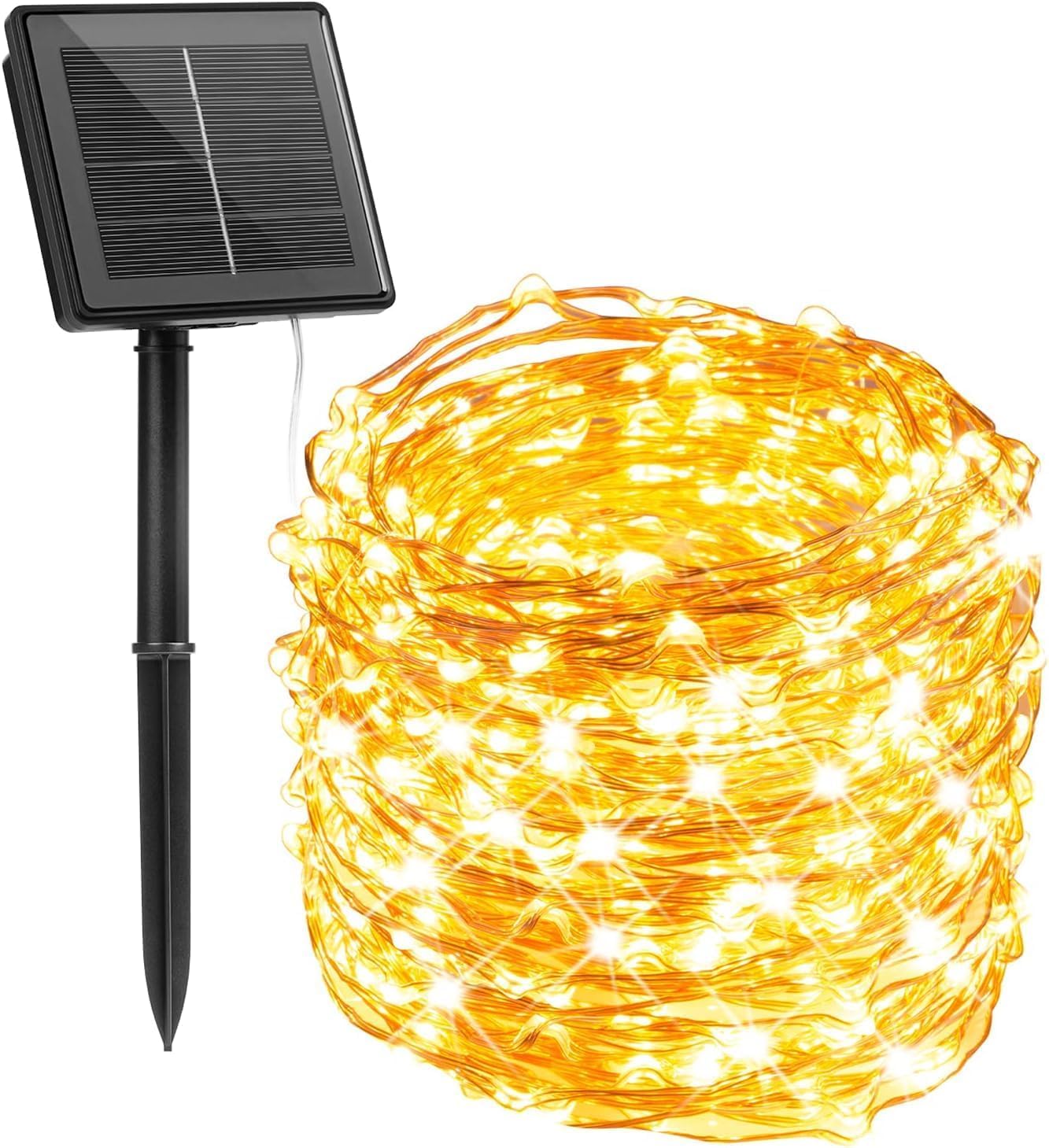 Minetom Solar String Lights for Outside, 33Ft 100 LED Outdoor Solar Fairy Lights, 8 Modes Balcony Lights for Tree Patio 