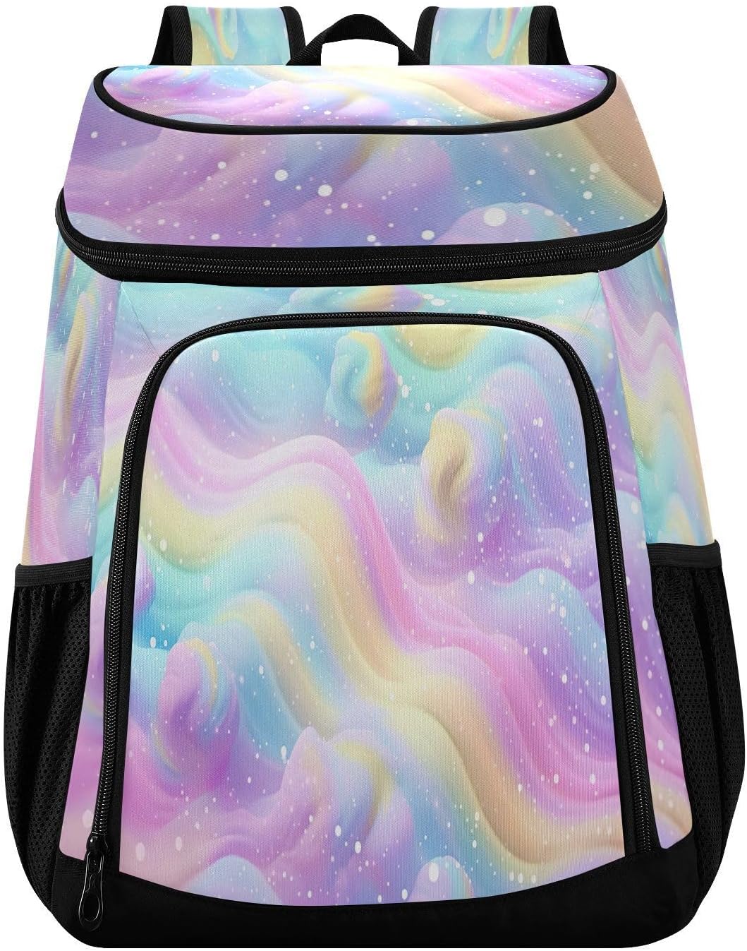 Colorful Wave (3) Cooler Backpack 36 Cans Leakproof Waterproof Backpack Cooler Bag Beach Accessories Travel Camping Fishing Backpack for Women Men