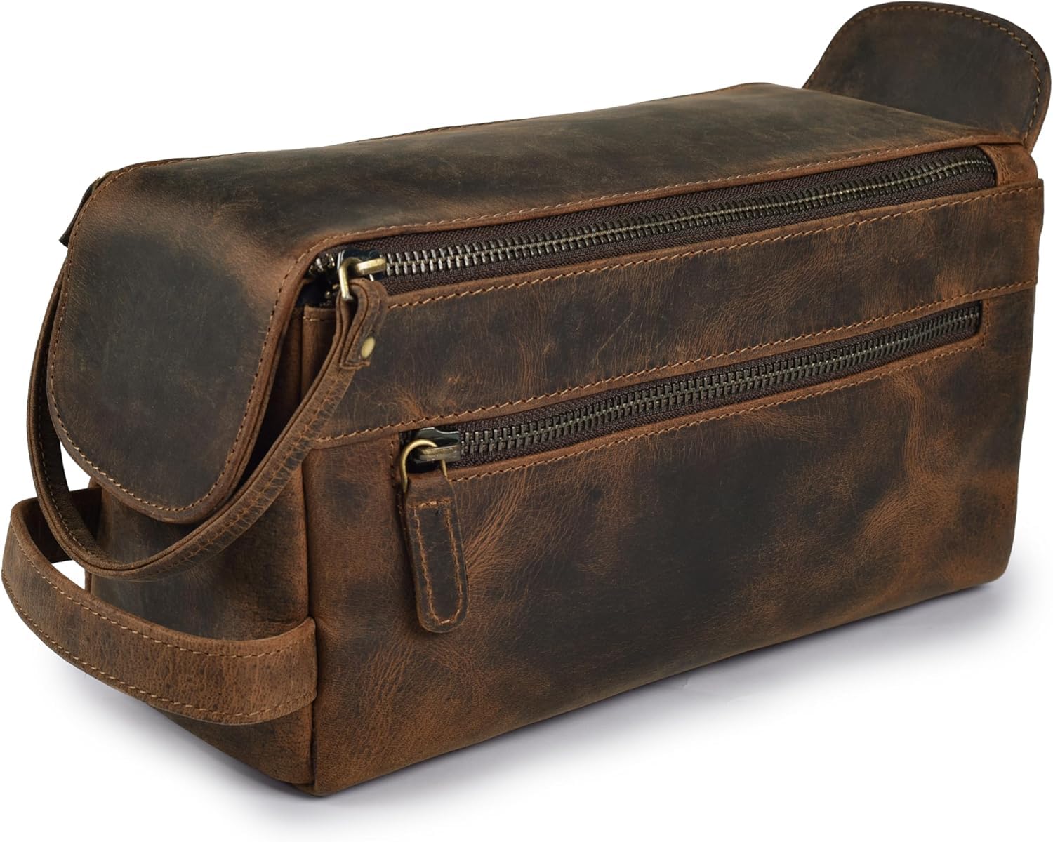 warreplica Neceser de viaje de piel auténtica de alta calidad, kit de dopp resistente al agua y organizador de afeitado para hombres y mujeres, marrón burdeos, Neceser de viaje