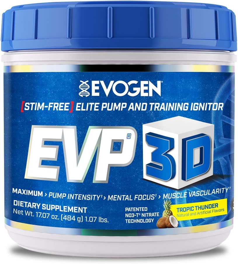 Amazon Com Evogen Evp 3d Extreme Pre Workout Pump Ignitor Arginine Nitrate Citrulline Beta Alanine Lions Mane Tropic Thunder Pineapple Coconut 40 Servings Health Household